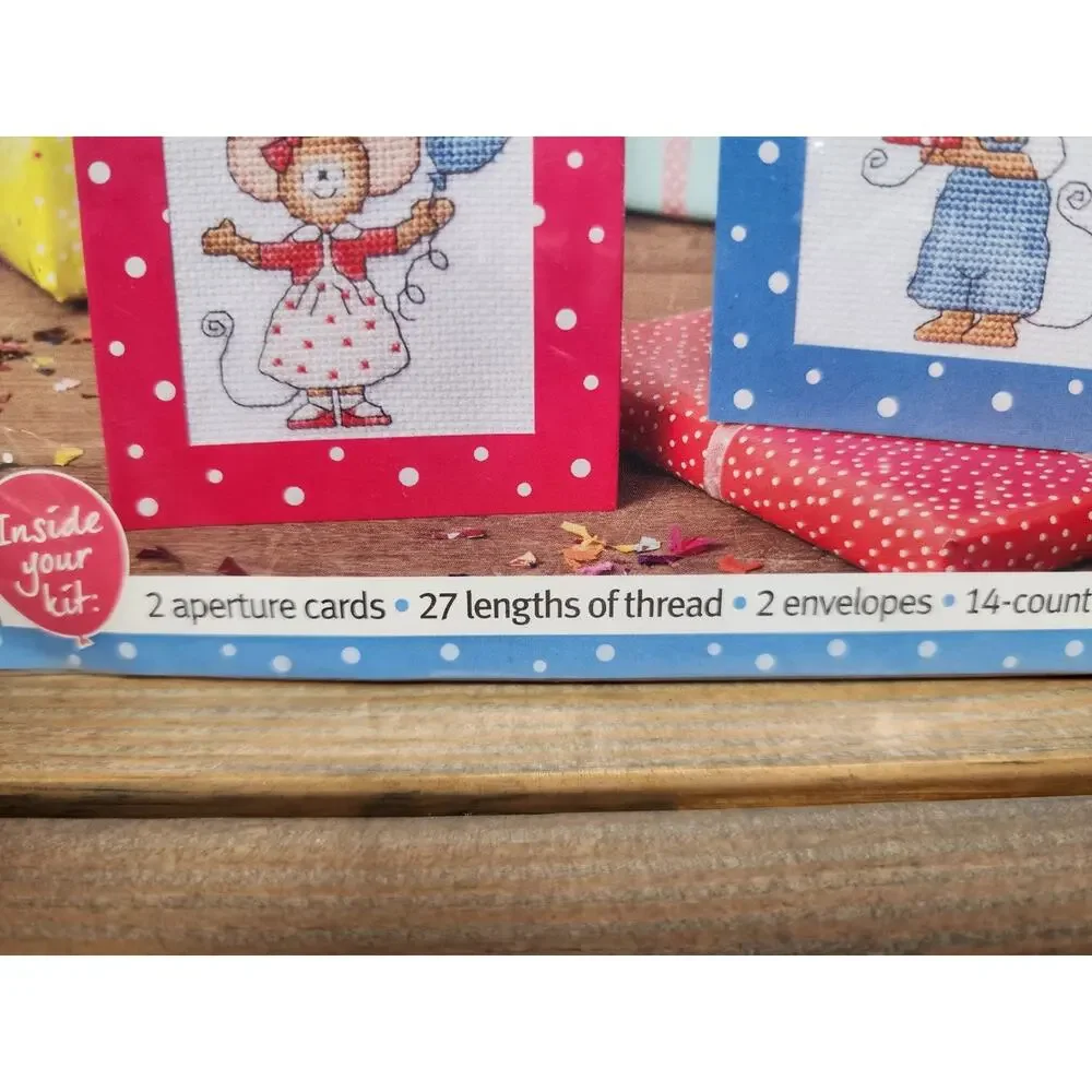 Small Mouse DIY Cross Stitch Kit Fabric Floss, Included No-Fail Starter Craft
